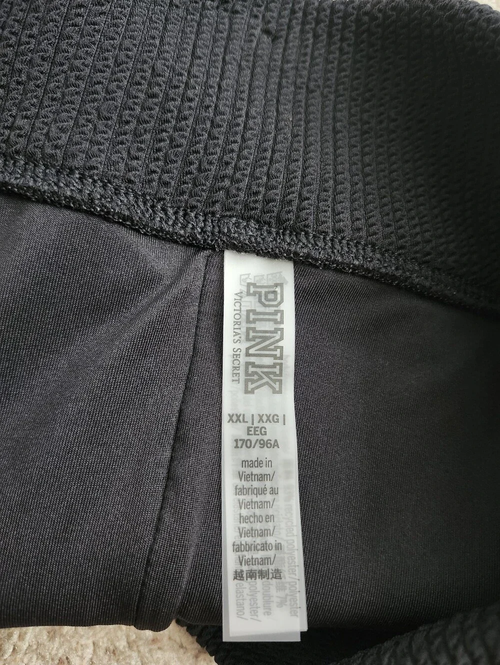 PINK Victoria's Secret High-Waist Black Ribbed Bikini Bottoms